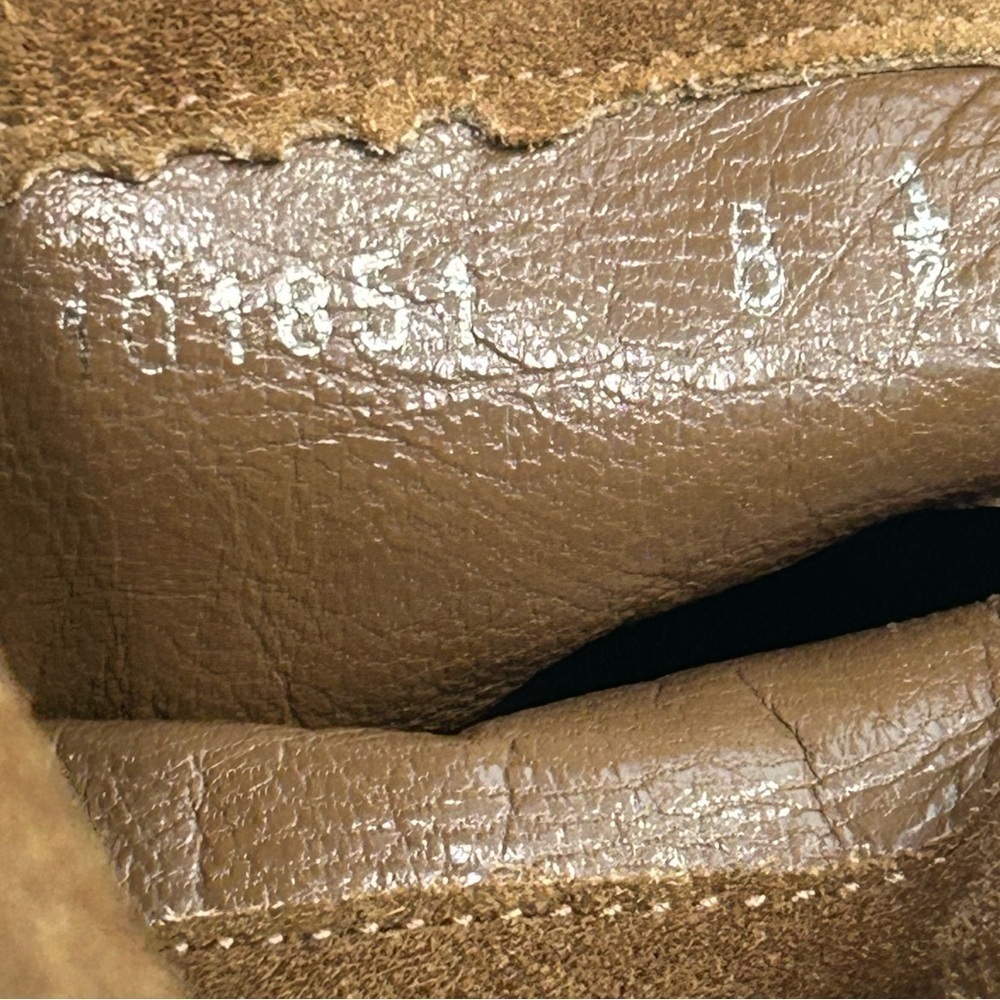 Gucci Vintage Camel Suede Leather folded Peter Pan lace up Ankle Boots Sz 8.5 - Picture 13 of 14